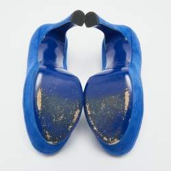 مملوكة مسبقًا Saint Laurent  Palais Size 39 Blue Leather Platform Pumps