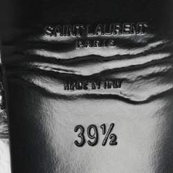 مملوكة مسبقًا Saint Laurent Paris Bianca Size 39.5 Silver Python Leather Platform Sandals