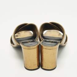 مملوكة مسبقًا Saint Laurent Loulou Size 37 Gold Leather Slide Sandals