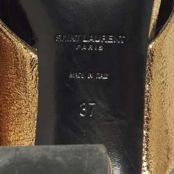 مملوكة مسبقًا Saint Laurent Loulou Size 37 Gold Leather Slide Sandals