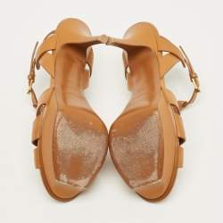 مملوكة مسبقًا Saint Laurent Tribute Size 37 Brown Leather Platform Sandals