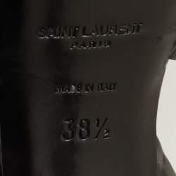 Pre Owned صندل سان لوران باريس "تريبوت" منصة جلد لامع أسود مقاس 38.5