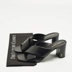 مملوكة مسبقًا صندل سان لوران لولو جلد أسود مقاس 41