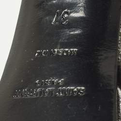 مملوكة مسبقًا Saint Laurent Tribute Size 37 Silver Leather Platform Sandals