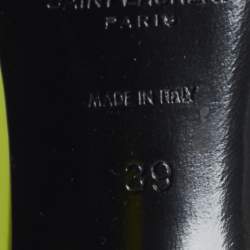 Pre Owned Saint Laurent Amber Size 39 Neon Yellow Patent Leather Ankle Strap Sandals