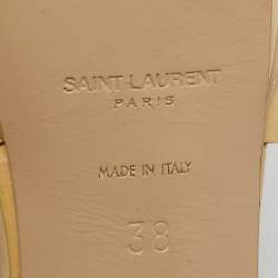مملوكة مسبقًا Saint Laurent Tribute Size 38 Beige Patent Leather Platform Sandals