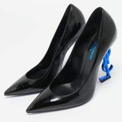 Pre Owned Saint Laurent Paris Opyum Size 37.5 Black Patent Leather Pumps