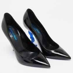 Pre Owned Saint Laurent Paris Opyum Size 37.5 Black Patent Leather Pumps