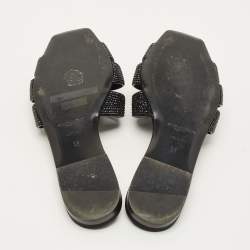 Pre Owned صندل سان لوران تريبوت جلد أسود مقاس 38