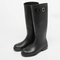 مملوكة مسبقًا Saint Laurent Wellington Size 37 Black Rubber Rain Boots