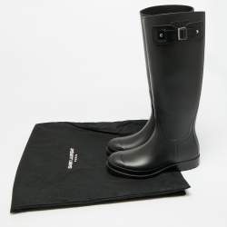 مملوكة مسبقًا Saint Laurent Wellington Size 37 Black Rubber Rain Boots