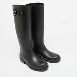مملوكة مسبقًا Saint Laurent Wellington Size 37 Black Rubber Rain Boots