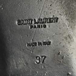 مملوكة مسبقًا Saint Laurent Cassandra Size 37 Black Leather and Patent Leather Flat Sandals