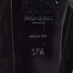 Pre Owned حذاء كعب عالي سان لوران تريب تو نعال سميك شامواه أسود مقاس 37.5