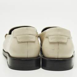 Pre Owned Saint Laurent Size 38 Cream Leather Loafers