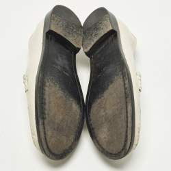 Pre Owned Saint Laurent Size 38 Cream Leather Loafers