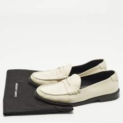 Pre Owned Saint Laurent Size 38 Cream Leather Loafers