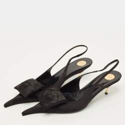 Pre Owned Saint Laurent  Dakota 50 Size 40.5 Black Satin Slingback Pumps