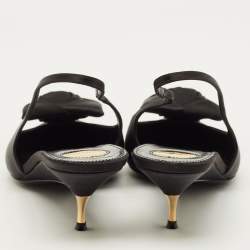 Pre Owned Saint Laurent  Dakota 50 Size 40.5 Black Satin Slingback Pumps