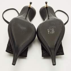 Pre Owned Saint Laurent  Dakota 50 Size 40.5 Black Satin Slingback Pumps