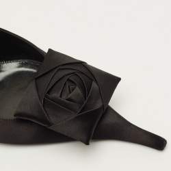 Pre Owned Saint Laurent  Dakota 50 Size 40.5 Black Satin Slingback Pumps