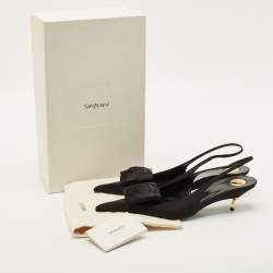 Pre Owned Saint Laurent  Dakota 50 Size 40.5 Black Satin Slingback Pumps