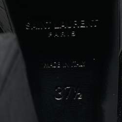 Pre Owned Saint Laurent Size 37.5 Black Leather Vika  Platform Ankle Length Boots