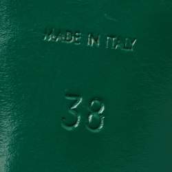 مملوكة مسبقًا صندل سان لوران تريبيوت جلد أخضر داكن نعل سميك مقاس 38