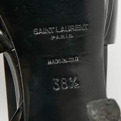 مملوكة مسبقًا Saint Laurent Tribute Size 38.5 Black Patent Leather Ankle Strap Sandals