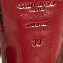 Pre Owned Saint Laurent Tribute Size 39 Red Leather Ankle Strap Sandals