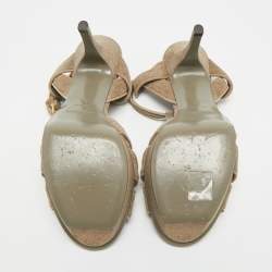 مملوكة مسبقًا Saint Laurent Tribute Size 38 Grey Texture Suede Platform Sandals