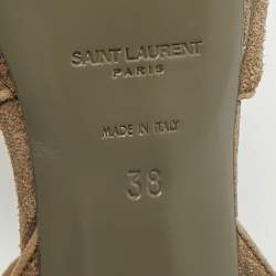 مملوكة مسبقًا Saint Laurent Tribute Size 38 Grey Texture Suede Platform Sandals