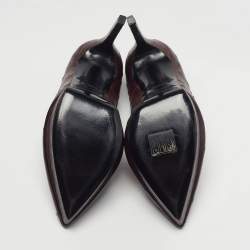 Pre Owned Saint Laurent Tribtoo Size 38 Brown Ostrich Leather Platform Pumps