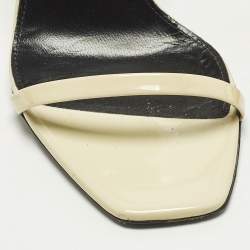 Pre Owned Saint Laurent Opyum Size 38 Cream Patent Leather Ankle Strap Sandals