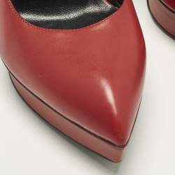 مملوكة مسبقًا Saint Laurent Tribtoo Size 37 Red Leather Platform Pumps