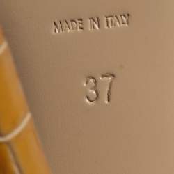 Pre Owned Saint Laurent Tribute Size 37 Yellow/Brown Croc Embossed Leather Platform Sandals