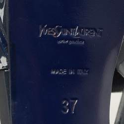 Pre Owned صندل سان لوران منصة جلد أسود لامع مقاس 39