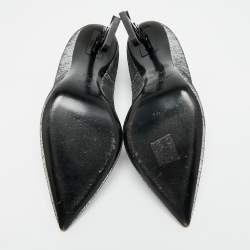 Pre Owned Saint Laurent Opyum Size 39 Silver Texture Suede Pumps