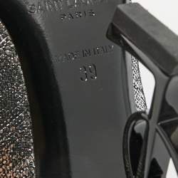 Pre Owned Saint Laurent Opyum Size 39 Silver Texture Suede Pumps