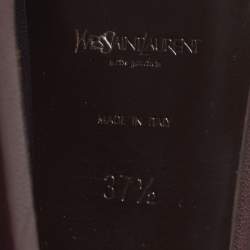 Pre Owned صندل سان لوران باريس تريبتو بفتحة كعب جلد لامع أسود مقاس 37