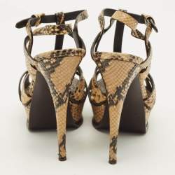 مملوكة مسبقًا Saint Laurent Tribute Size 39 Multicolor Snakeskin Embossed Leather Platform Sandals