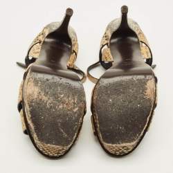 مملوكة مسبقًا Saint Laurent Tribute Size 39 Multicolor Snakeskin Embossed Leather Platform Sandals