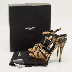 مملوكة مسبقًا Saint Laurent Tribute Size 39 Multicolor Snakeskin Embossed Leather Platform Sandals
