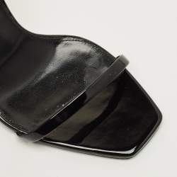 Pre Owned Saint Laurent Opyum Size 40 Black Patent Leather Ankle Strap Sandals