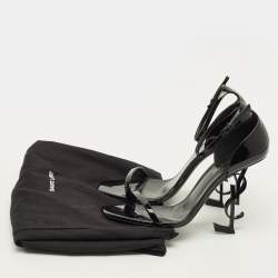 Pre Owned Saint Laurent Opyum Size 40 Black Patent Leather Ankle Strap Sandals