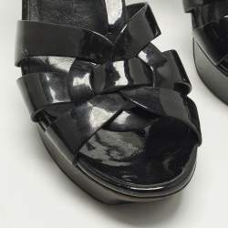 Pre Owned Saint Laurent Tribute Size 39 Black Patent Leather Platform Sandals