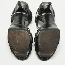 Pre Owned Saint Laurent Tribute Size 39 Black Patent Leather Platform Sandals