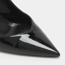 Pre Owned Saint Laurent Size 37 Black Patent Leather Slingback Pumps