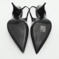 Pre Owned Saint Laurent Size 37 Black Patent Leather Slingback Pumps