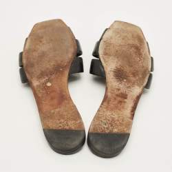 Pre Owned Saint Laurent Tribute Size 39 Black Patent Leather Flat Slides